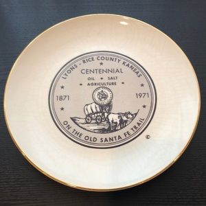 Accent Decorative State of Kansas Centennial Plate Platter Dish